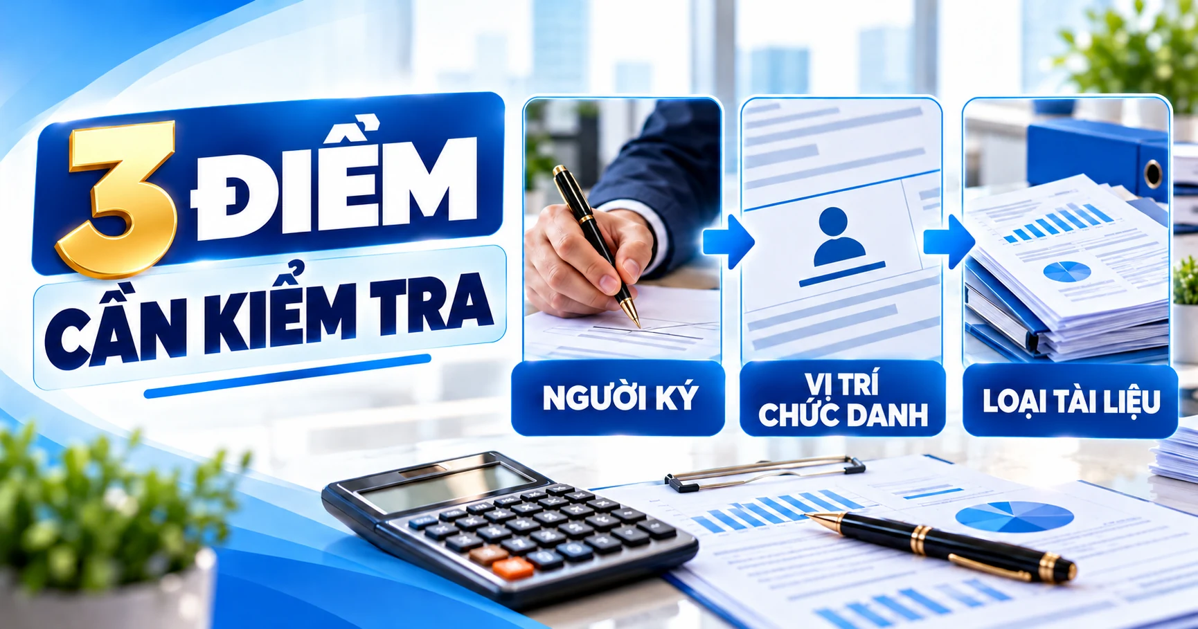 Ba điểm cần kiểm tra trước khi ký chứng từ kế toán: người ký, vị trí chức danh, loại tài liệu